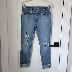 Levi's 711 Skinny Distressed Cuffed Frayed Hem Jeans - Size 27